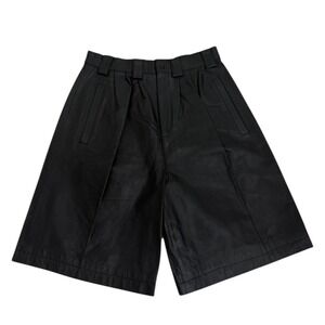 Vintage Leather Pleated Long Wide Leg Shorts Eclipse Size 9 Lined Pockets NEW